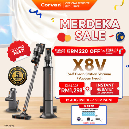 Corvan X8V Self Clean 2-in-1 Vacuum and Sterilize | Auto Clean Station