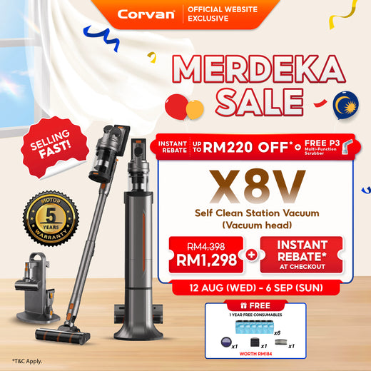 Corvan X8V Self Clean 2-in-1 Vacuum and Sterilize | Auto Clean Station