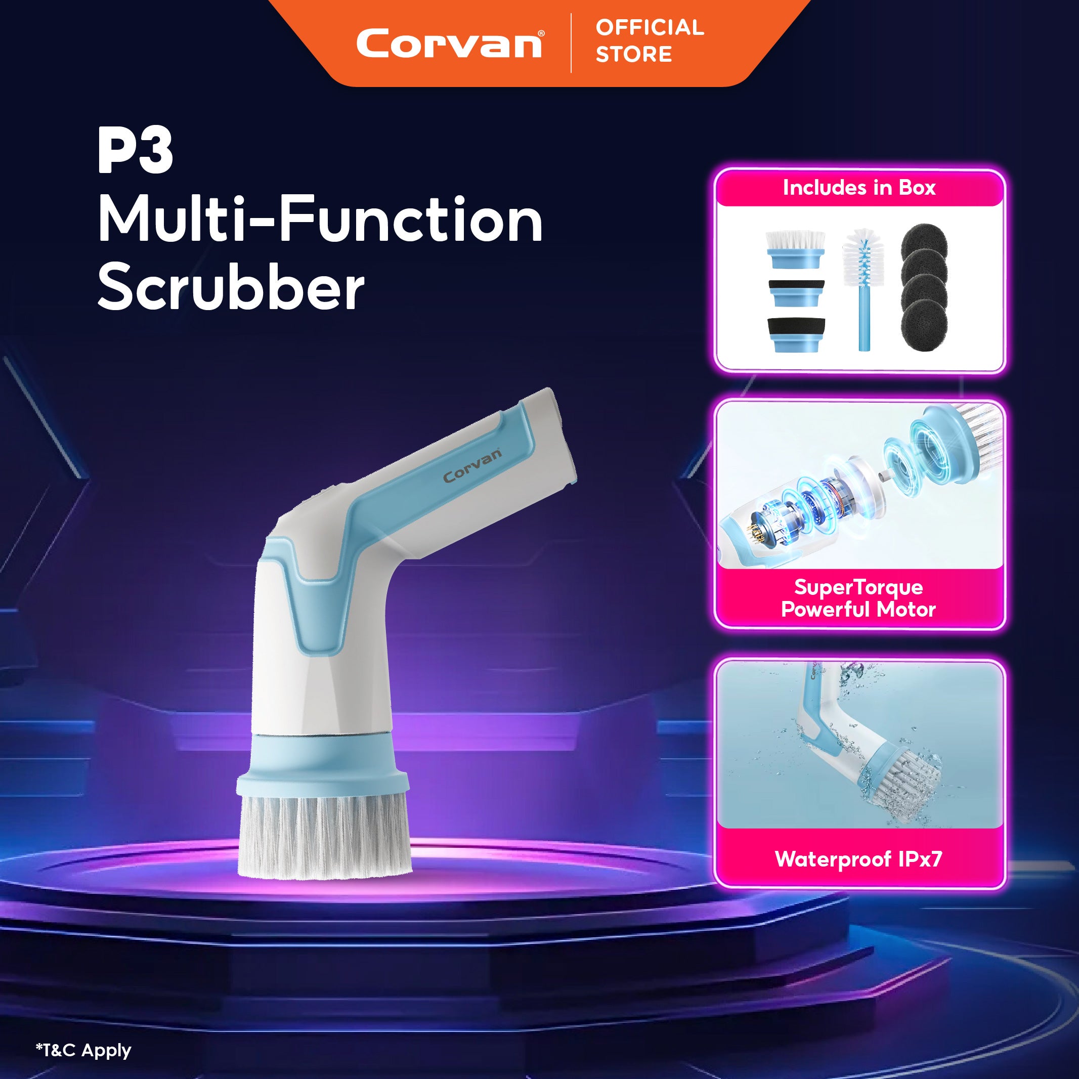 NEW Corvan Cordless Power Scrubber Bathroom Scrubber P3.