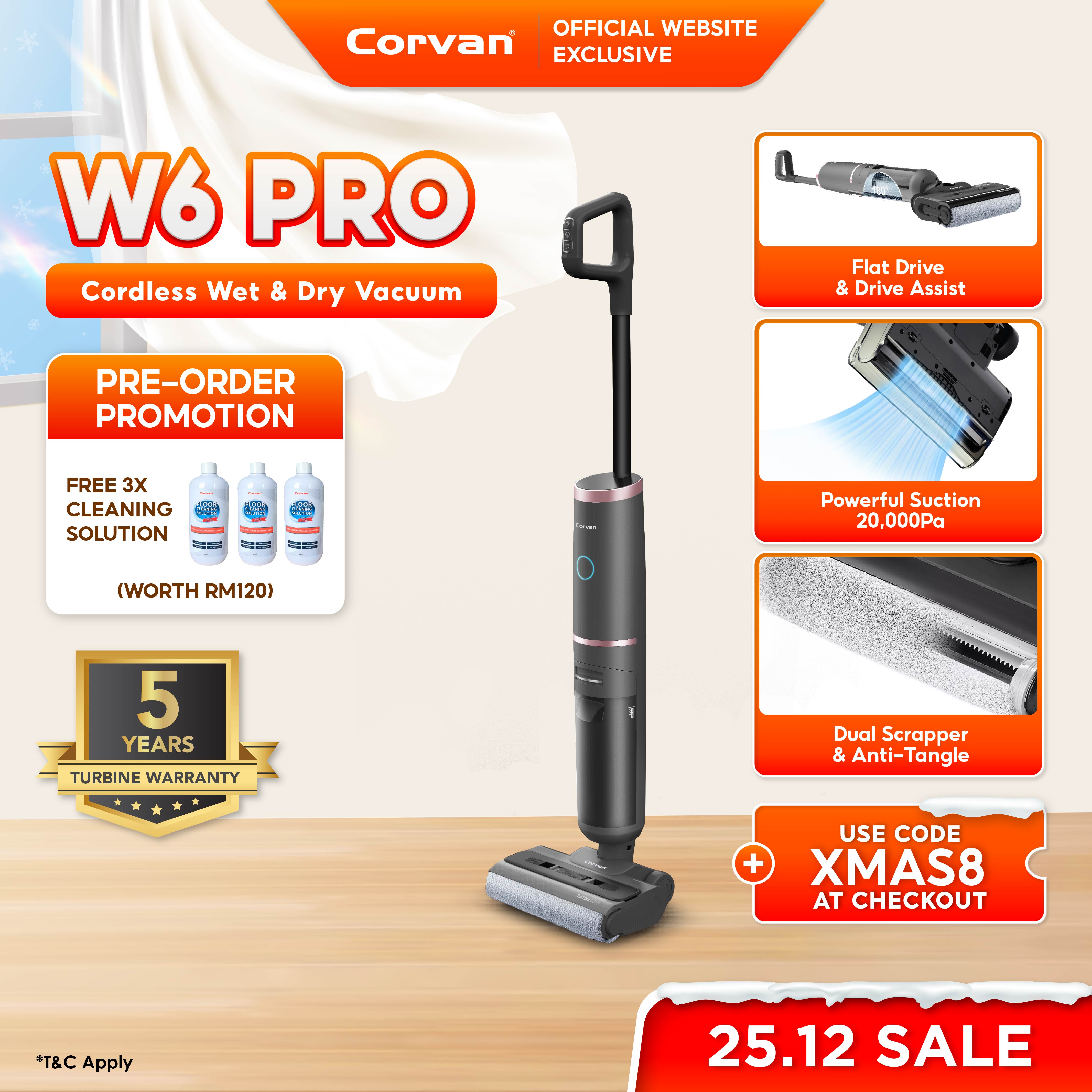 [PRE-ORDER] Corvan W6 Pro Cordless Wet and Dry Vacuum (ETA February 2026)