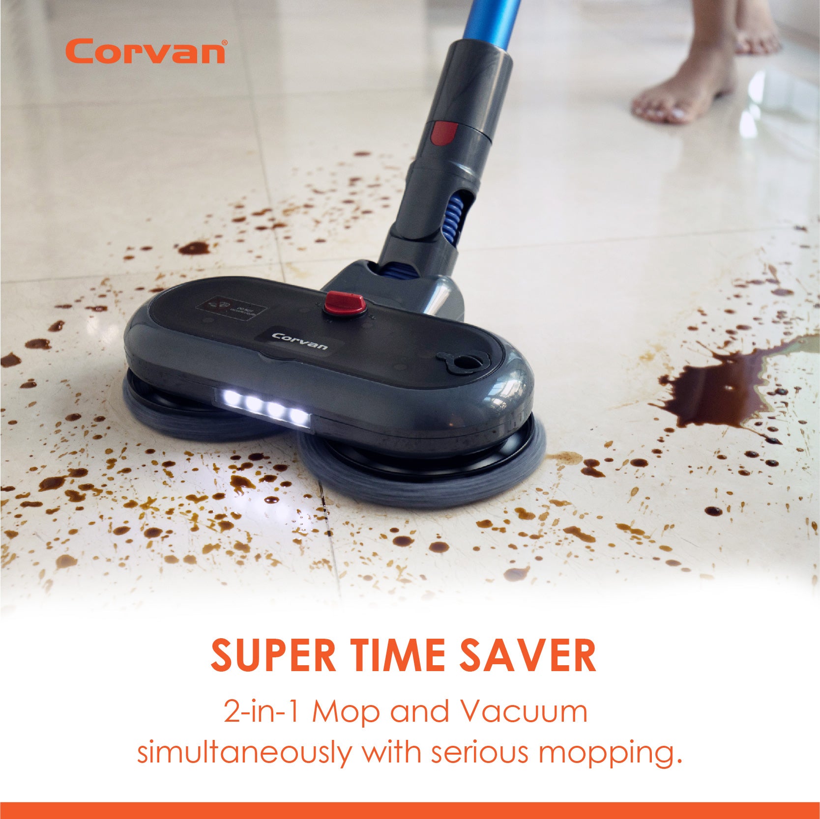Corvan 2 In 1 Cordless Vacuum Cleaner & Cordless Mop K18