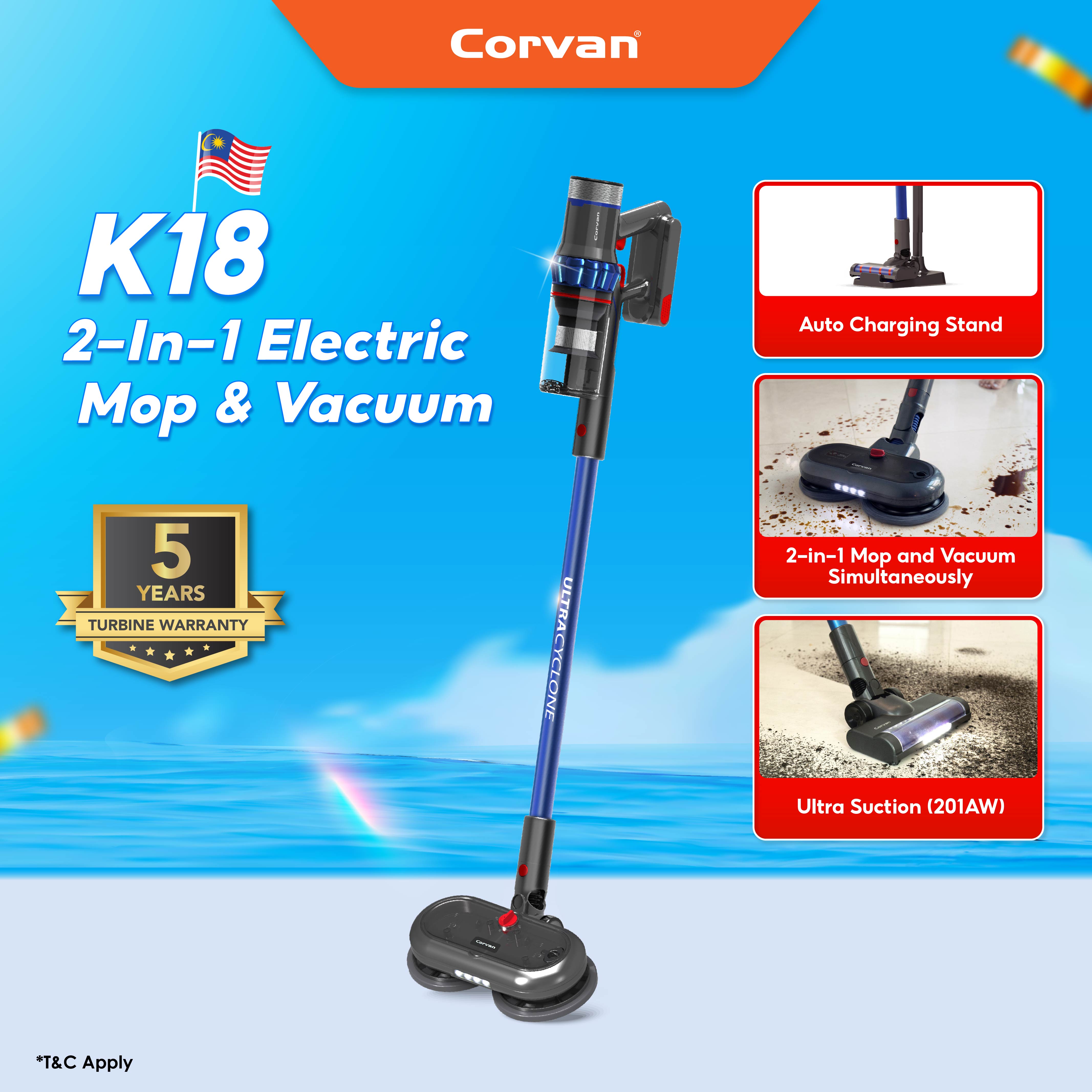 Corvan 2 In 1 Cordless Vacuum Cleaner & Cordless Mop K18