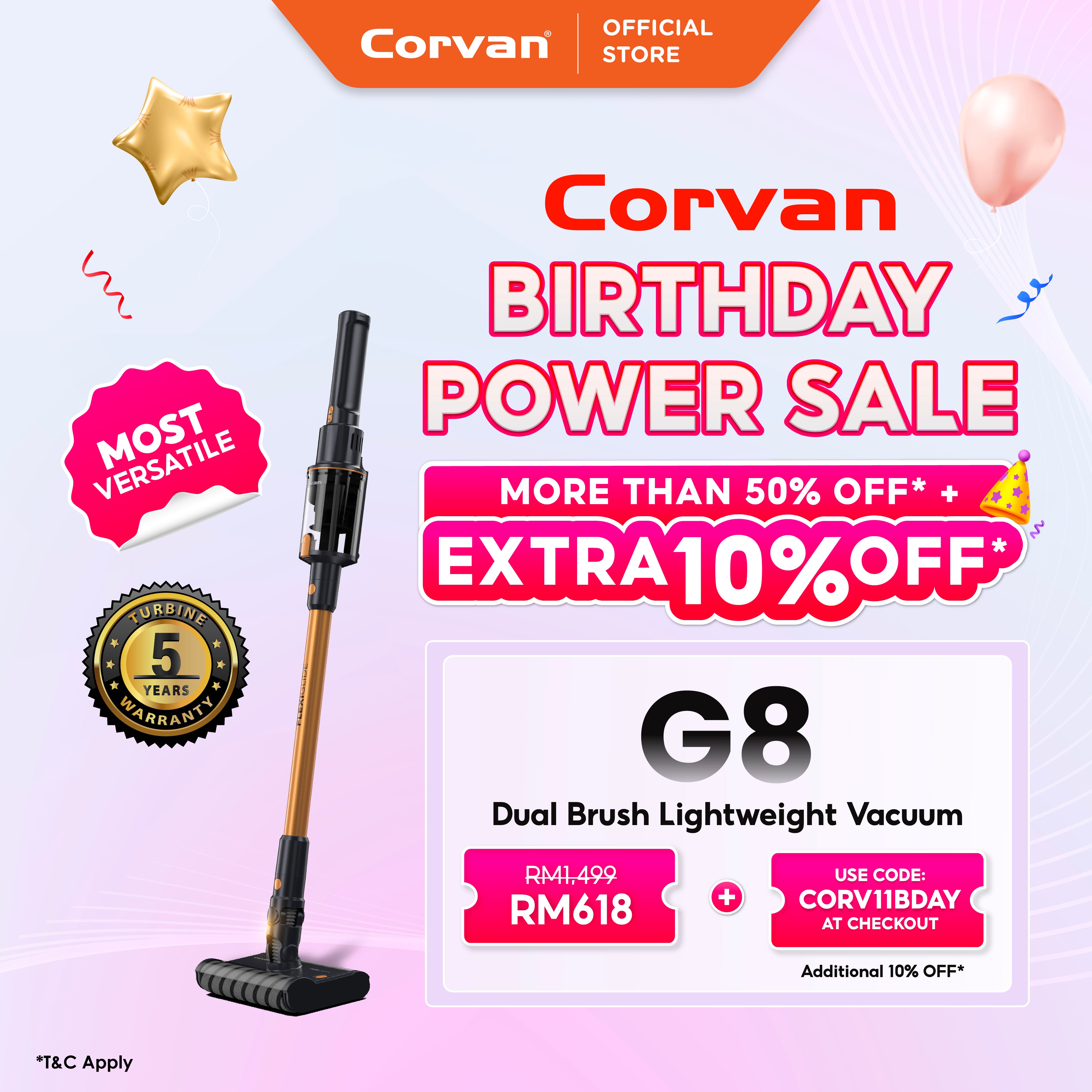 Corvan Cordless Vacuum Dual-Brush Efficiency FlexiGlide G8