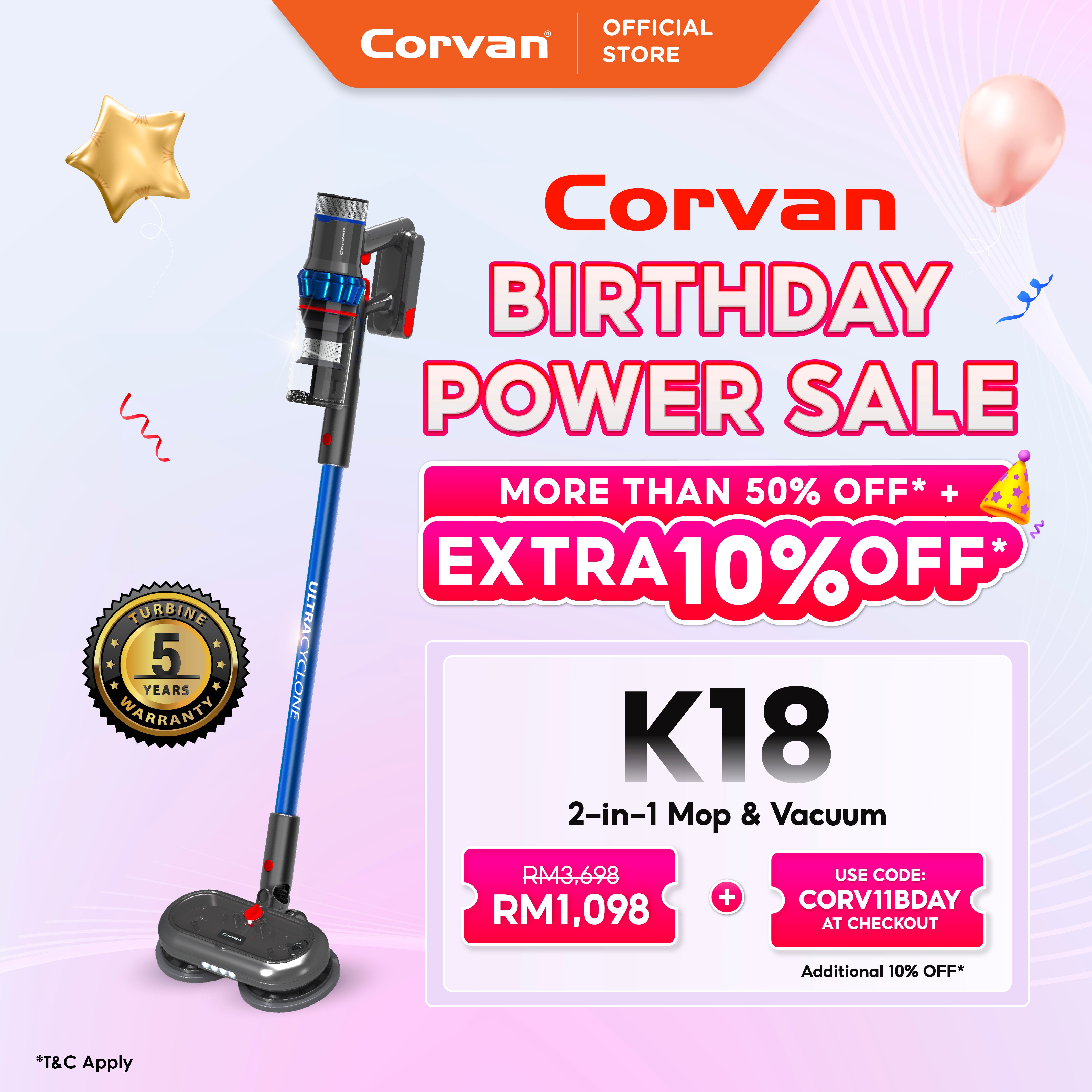 Corvan 2 In 1 Cordless Vacuum Cleaner & Cordless Mop K18