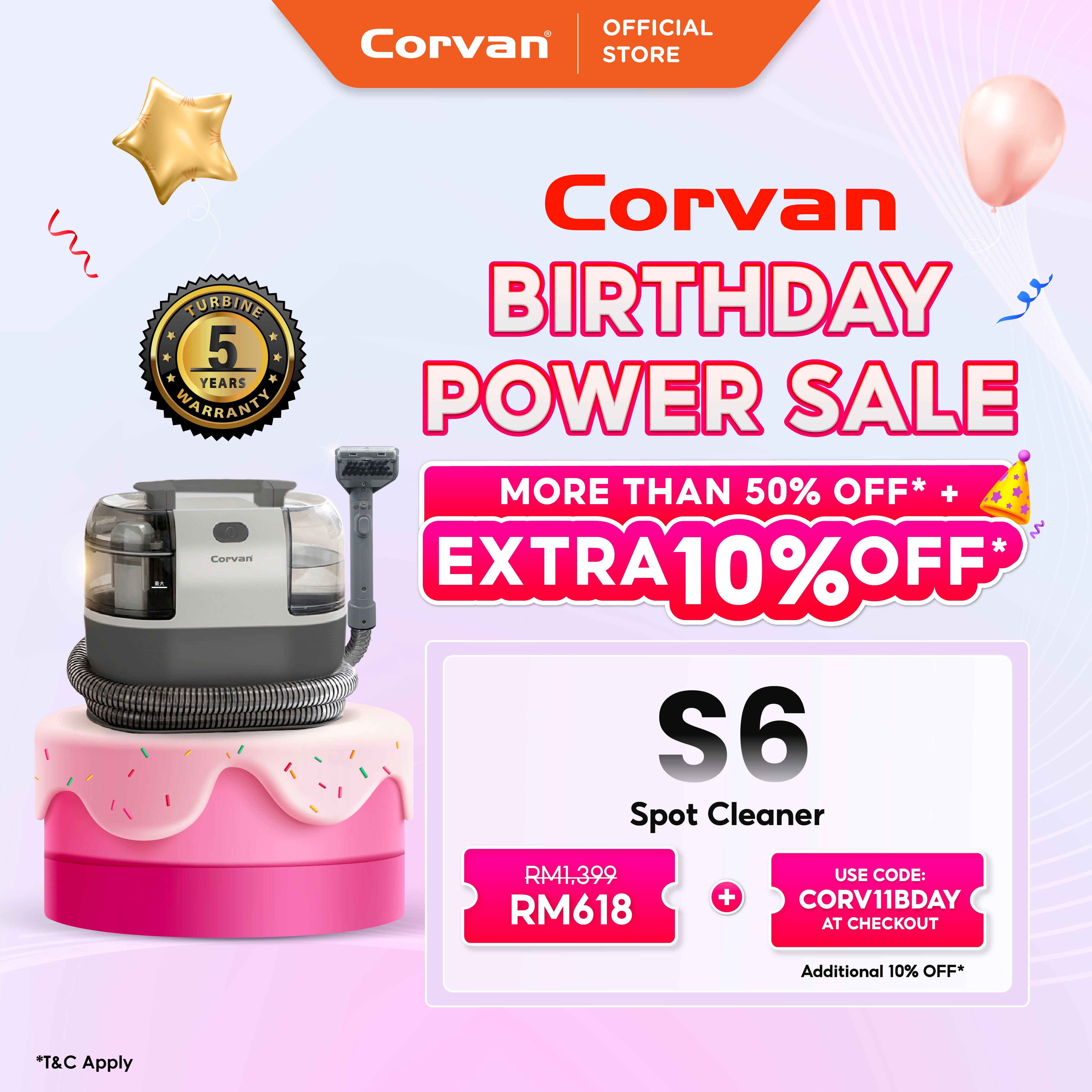 Corvan Spot Cleaner S6 - Carpet & Upholstery Cleaning with TurboDry System