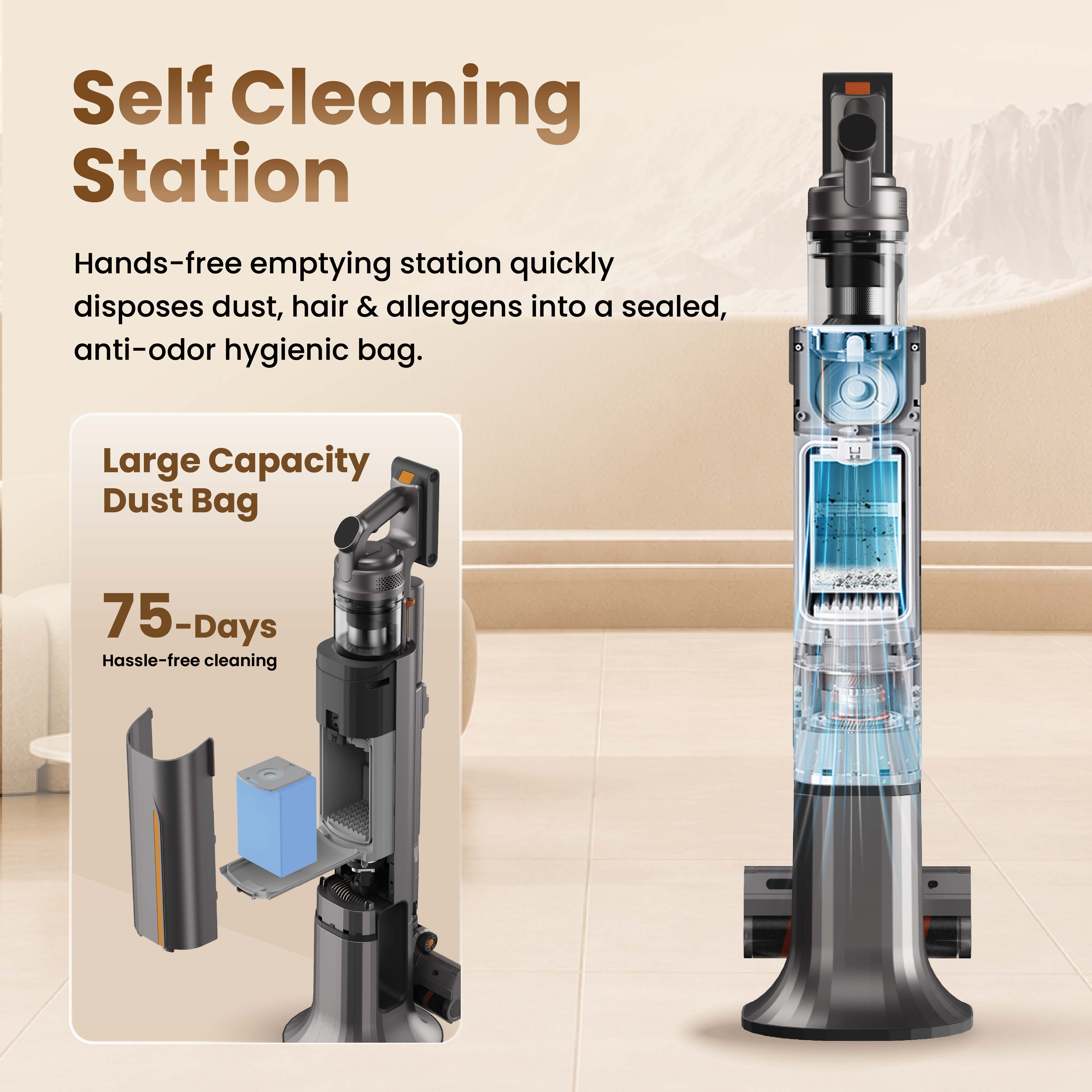Corvan X8V Self Clean 2-in-1 Vacuum and Sterilize | Auto Clean Station
