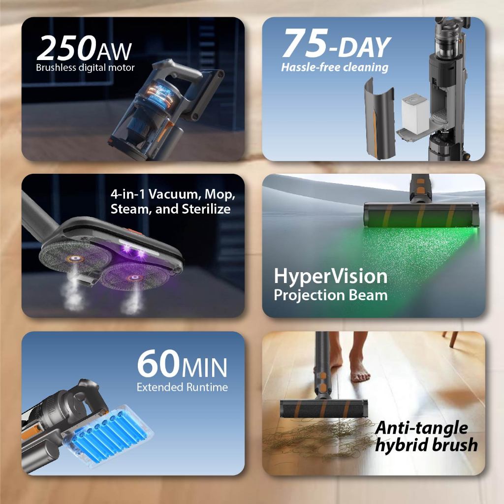 Corvan X8 Self Clean 4-in-1 Mop, Vacuum, Steam and Sterilize | All-In-One Auto Clean Station