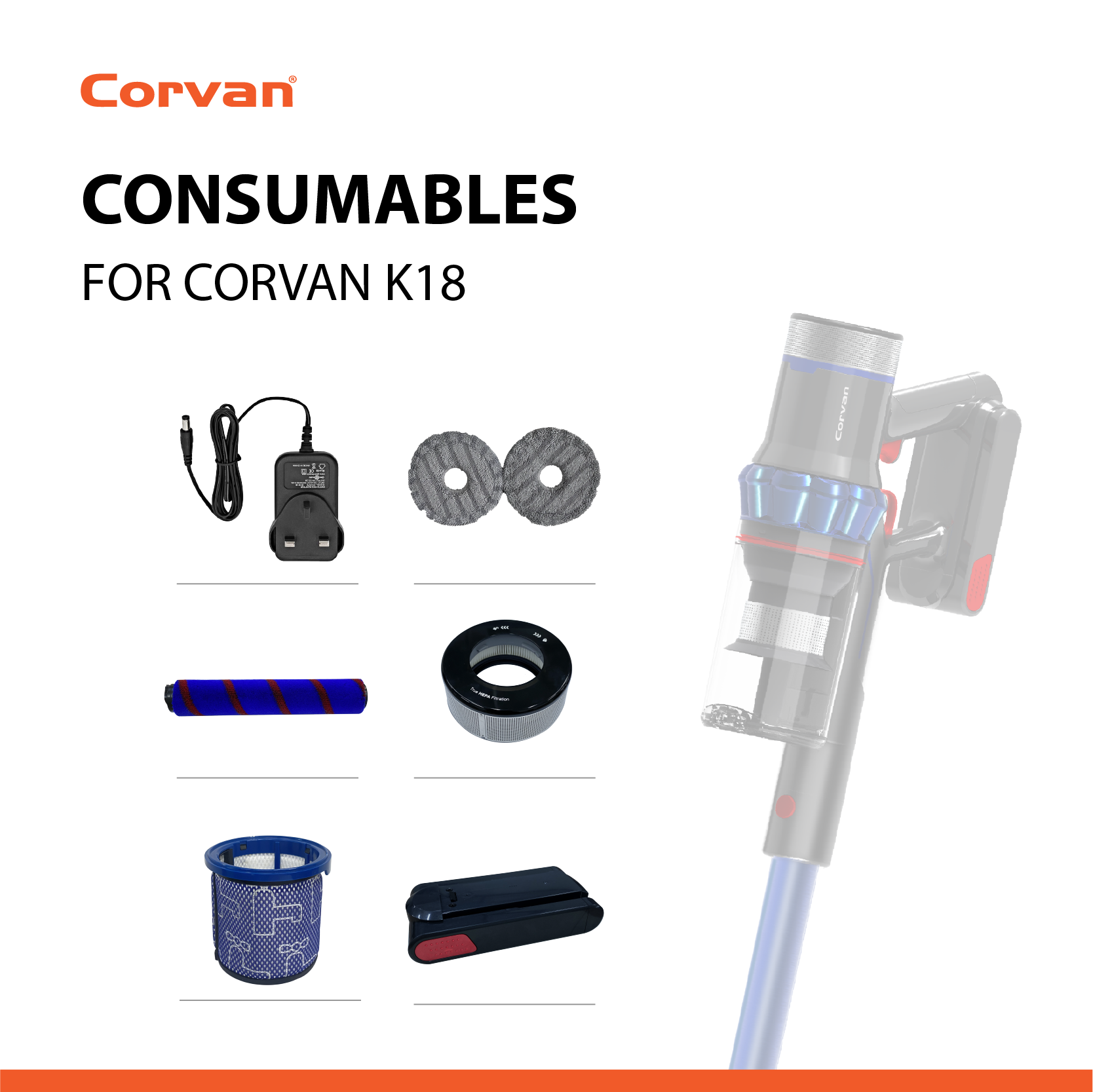 Corvan K18 Genuine Consumables & Parts